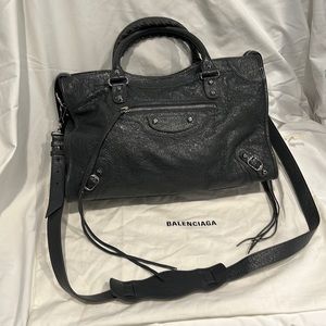 Balenciaga City Satchel Dark Grey w/Shoulder Strap